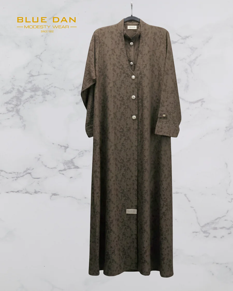 BD106 textured abaya with pearl buttons